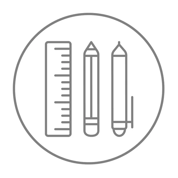 Icono de línea de útiles escolares . — Vector de stock