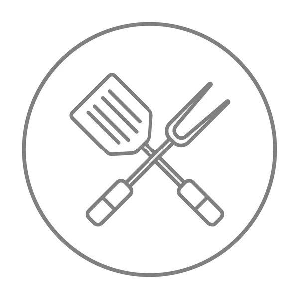 Kuchyňské stěrky a big vidlice řádku ikona. — Stockový vektor