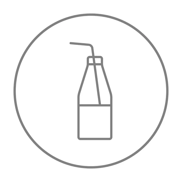 Skleněná láhev s pitím slámy řádku ikona. — Stockový vektor