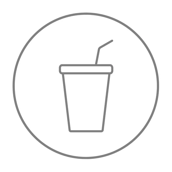 Wegwerp cup met het drinken van stro lijn pictogram. — Stockvector