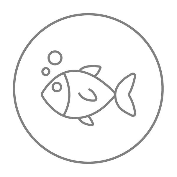 Pequeno peixe sob ícone de linha de água . — Vetor de Stock