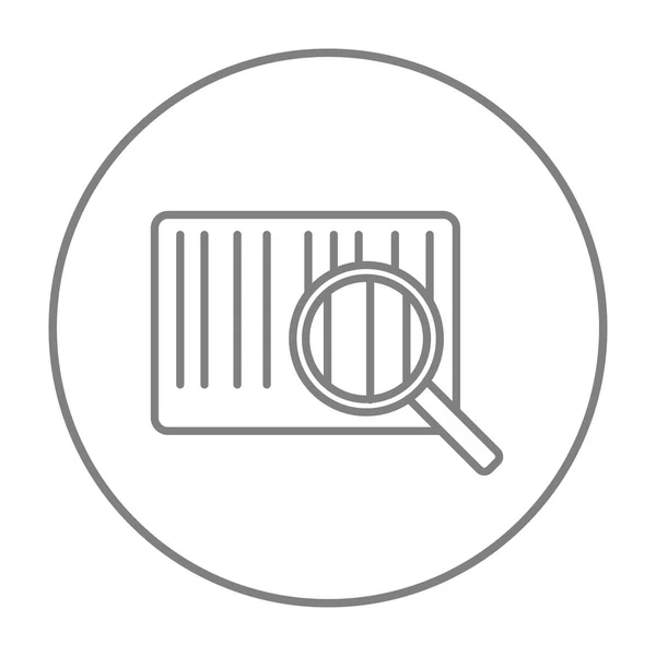 Loupe en verre et icône de ligne de code-barres . — Image vectorielle
