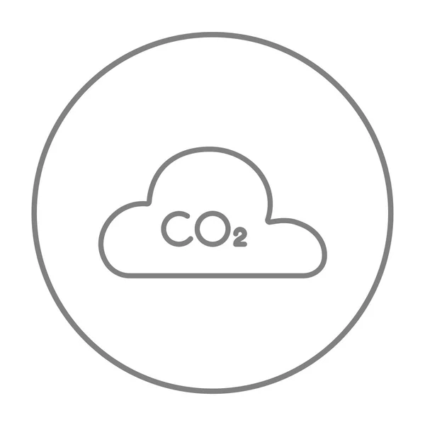 Signo de CO2 en el icono de línea nube . — Vector de stock