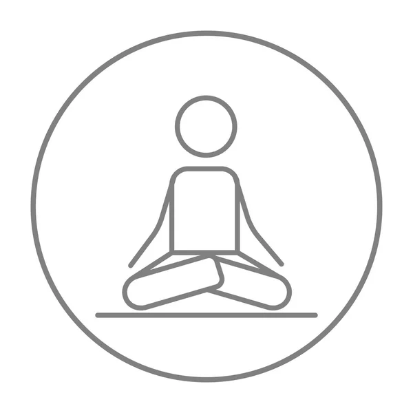 Lotus poz çizgisi simgesinde meditasyon adam. — Stok Vektör