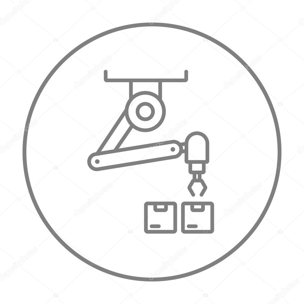 Robotic packaging line icon.