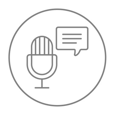 Mikrofon ile konuşma kare satırı simgesi.