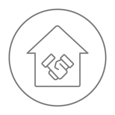 El sıkışma ve başarılı gayrimenkul hareket satırı simgesi.