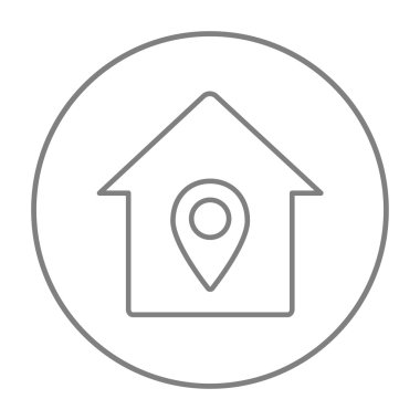 House with pointer line icon.