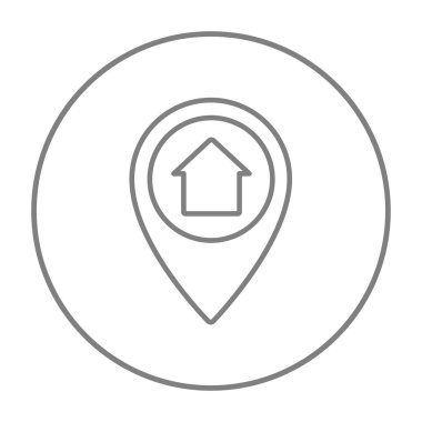 Pointer with house inside line icon.