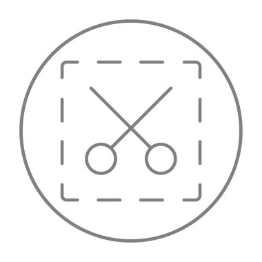 Makas ile noktalı çizgiler satırı simgesi.