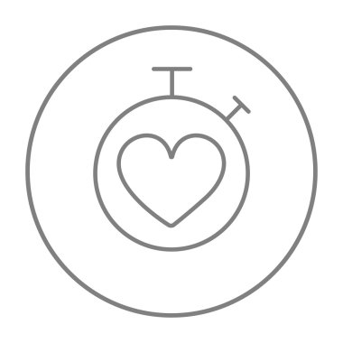 Kronometre ile kalp işareti satırı simgesi.