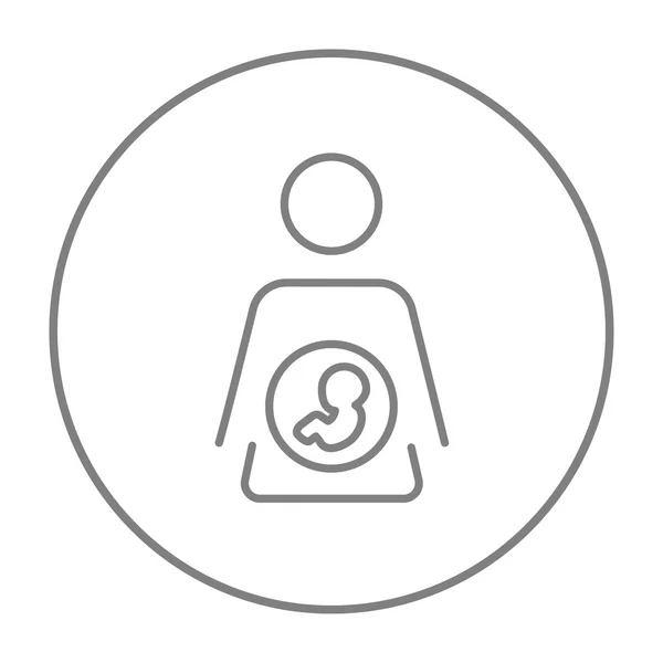 Baby fetus in mother womb line icon. — Stock Vector