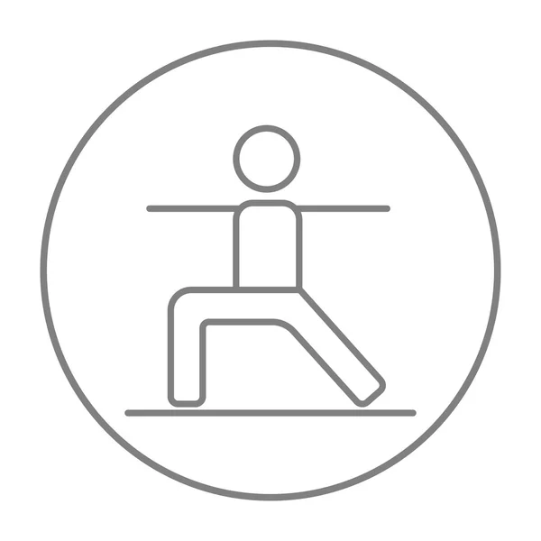 Mann praktiziert Yoga-Linie Symbol. — Stockvektor