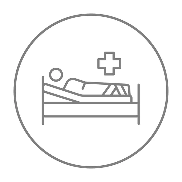 Paciente acostado en la cama icono de línea . — Vector de stock