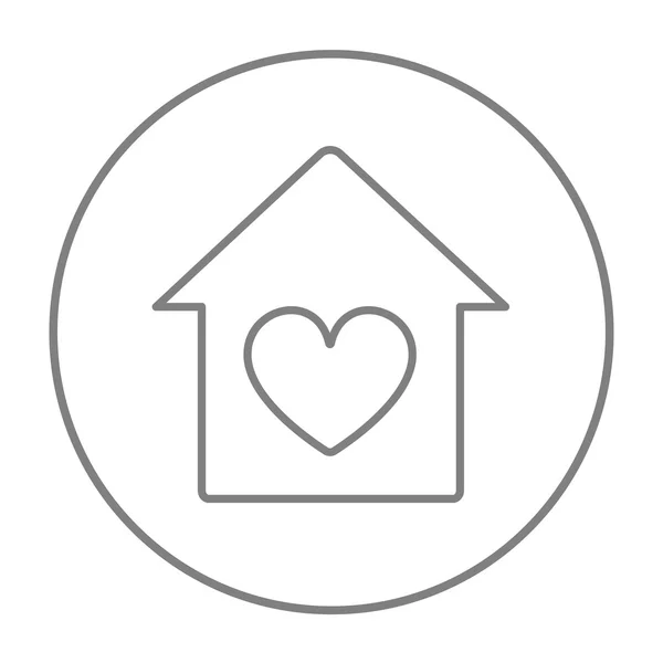 House with heart symbol line icon. — Stock Vector