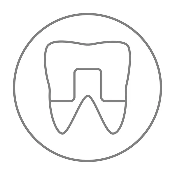 Crowned tooth line icon. — Stock Vector
