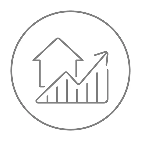 Gráfico dos preços dos imóveis ícone da linha de crescimento . — Vetor de Stock