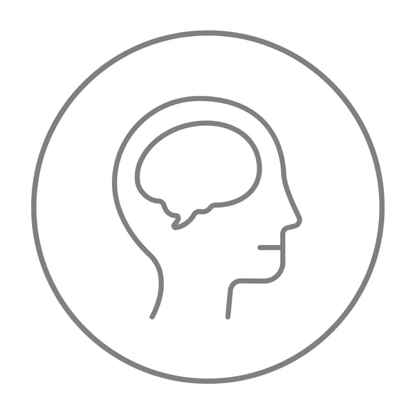 Human head with brain line icon. — Stock Vector