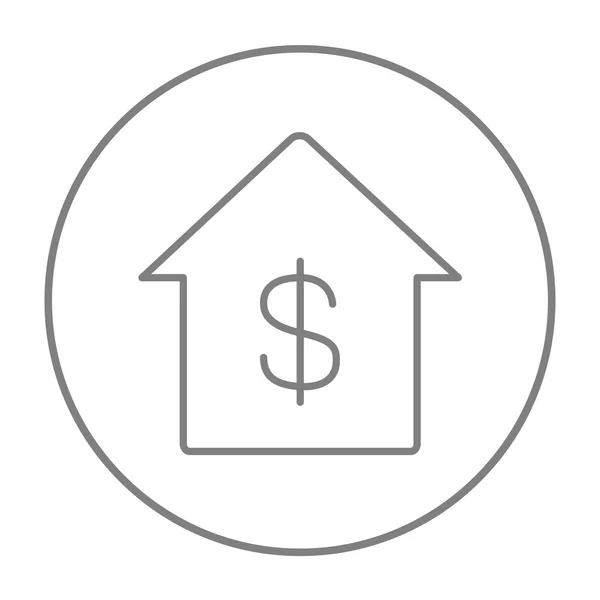 House with dollar symbol line icon. — Stock Vector