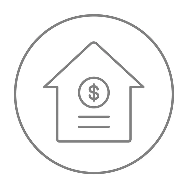 Casa com ícone de linha símbolo dólar . — Vetor de Stock