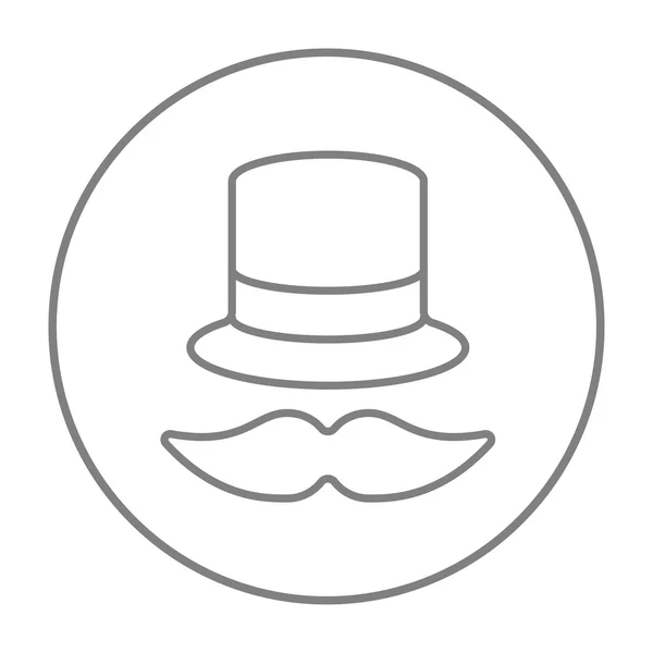 Chapeau et icône de ligne de moustache . — Image vectorielle