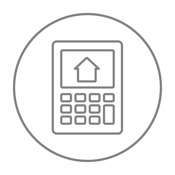 Calculadora con casa en el icono de la línea de visualización . — Vector de stock