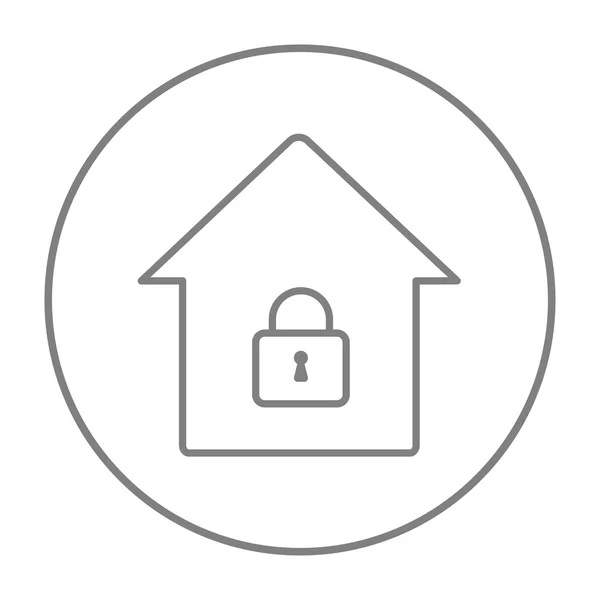 House with closed lock line icon. — Stock vektor