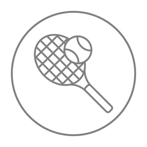 Raqueta de tenis e ícono de línea de pelota . — Vector de stock