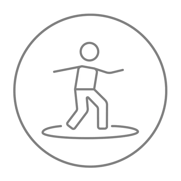 男性的冲浪者骑着冲浪板线图标. — 图库矢量图片