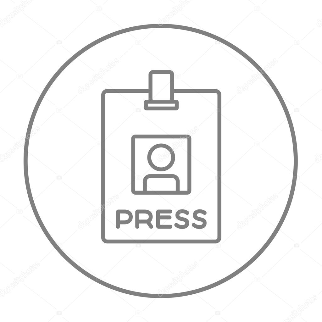 Press pass ID card line icon.