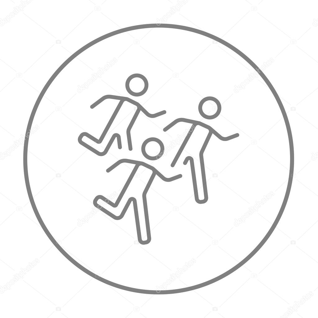 Running men line icon.