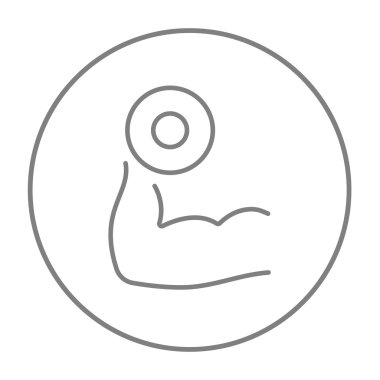 Dumbbell satırı simgesi ile kol.