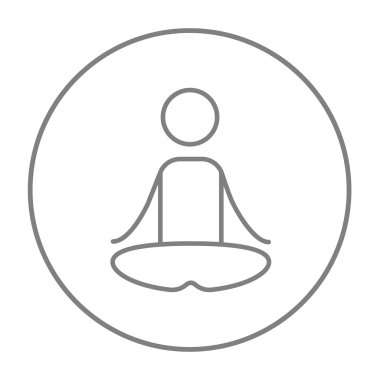 Lotus poz çizgisi simgesinde meditasyon adam.