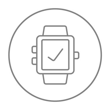 Smartwatch ile onay işareti satırı simgesi.