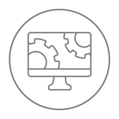 Bilgisayar monitörü gears ile satır simgesi.