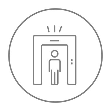 Metal dedektörü kapısı satırı simgesi giden adam.