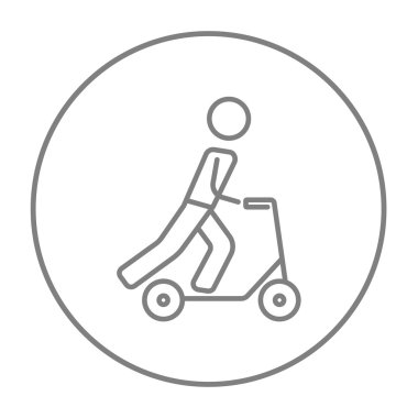 Adam sürme tekme scooter satırı simgesi.