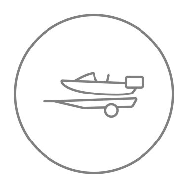 Römork için taşıma satırı simgesi üzerinde tekne.