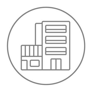 Otel binası satırı simgesi.