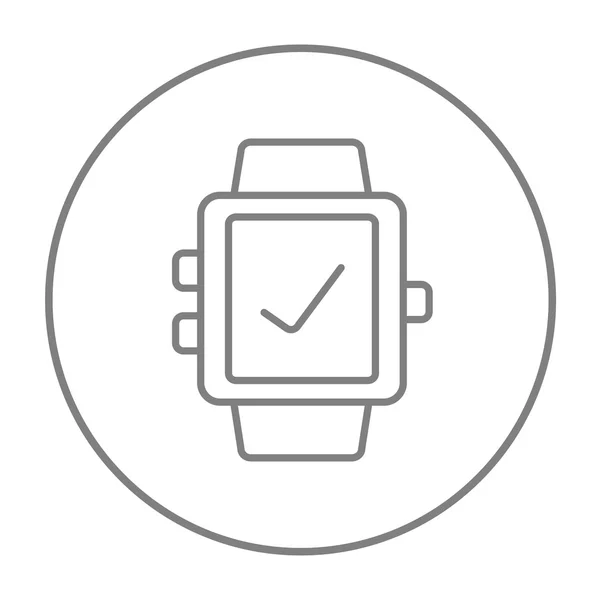 Smartwatch con icono de línea de señal de verificación . — Vector de stock