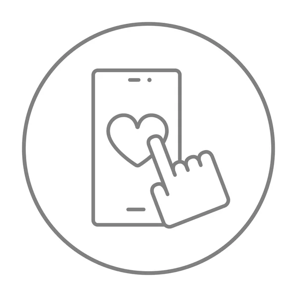 Smartphone con icono de línea de señal de corazón . — Archivo Imágenes Vectoriales