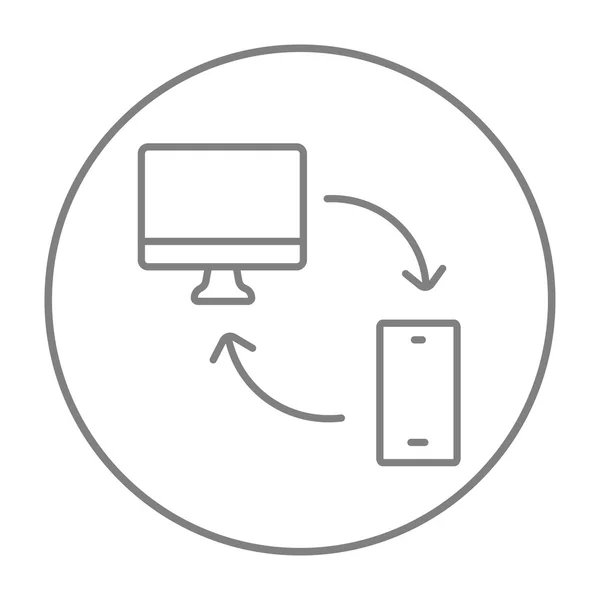 Synkroniseringsdatamaskin med linje-ikon for mobilt utstyr . – stockvektor