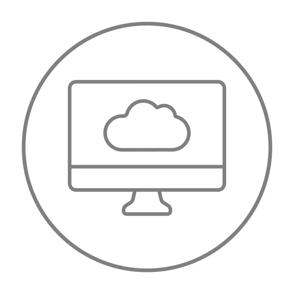 Ícone de linha de computação em nuvem. — Vetor de Stock