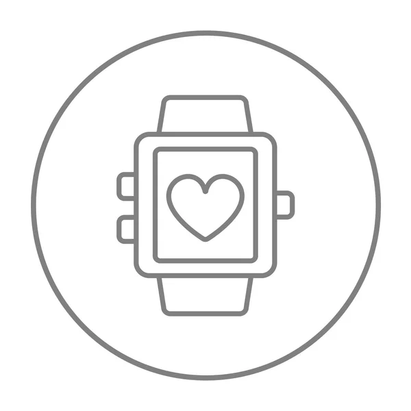 Pokładzie SmartWatch z serca znak linii ikona. — Wektor stockowy