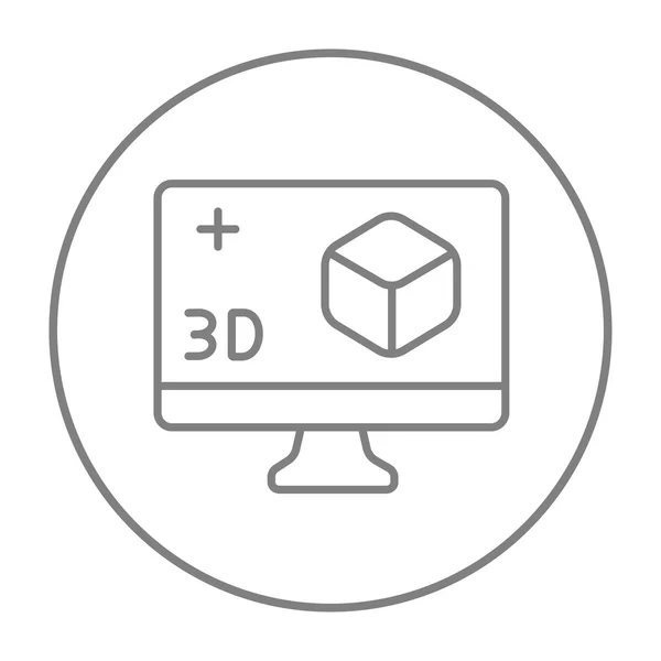 Монитор компьютера с иконкой 3D-линии . — стоковый вектор