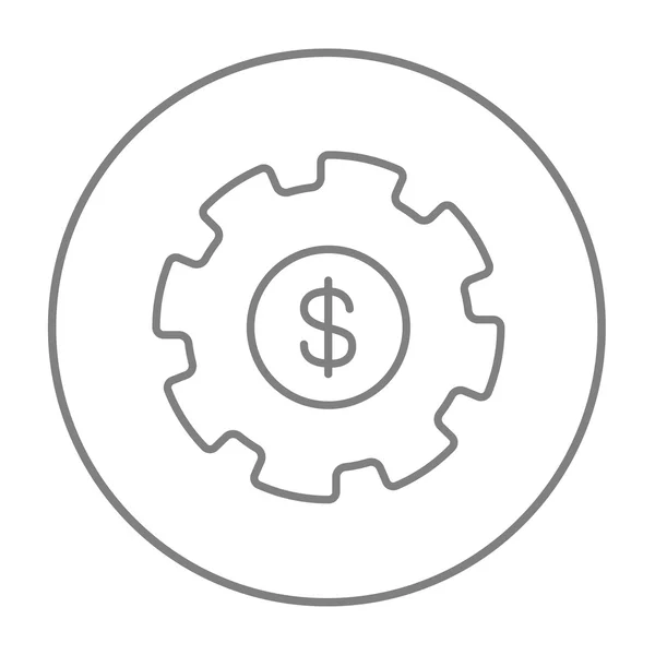 Ingranaggio con simbolo dollaro linea icona . — Vettoriale Stock