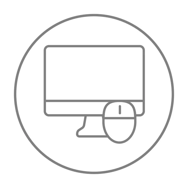 Pictogram voor computer monitor en muis lijn. — Stockvector