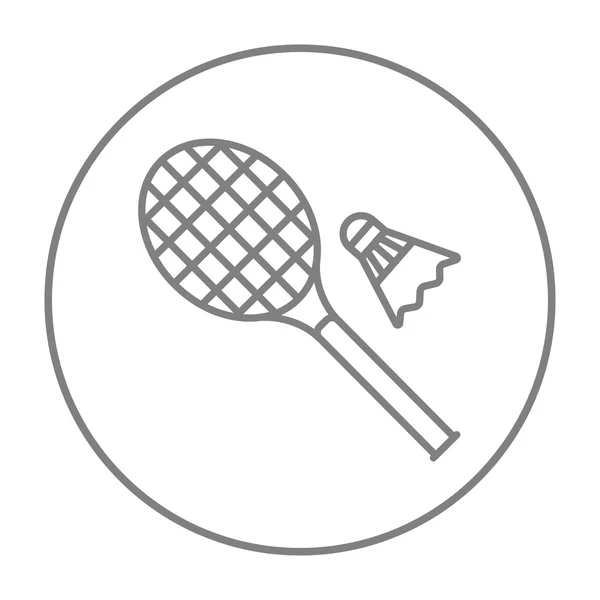 Ícone de linha de raquete Shuttlecock e badminton . — Vetor de Stock