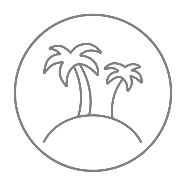 Dwie palmy na wyspie linia ikona. — Wektor stockowy
