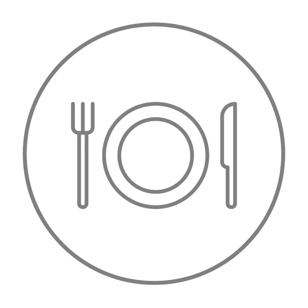 Plate with cutlery line icon. — Stock Vector